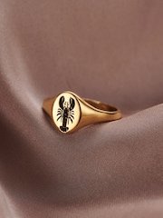 Personalised  Posh Totty Designs Gold Tone Lobster Signet Ring - Image 1 of 3