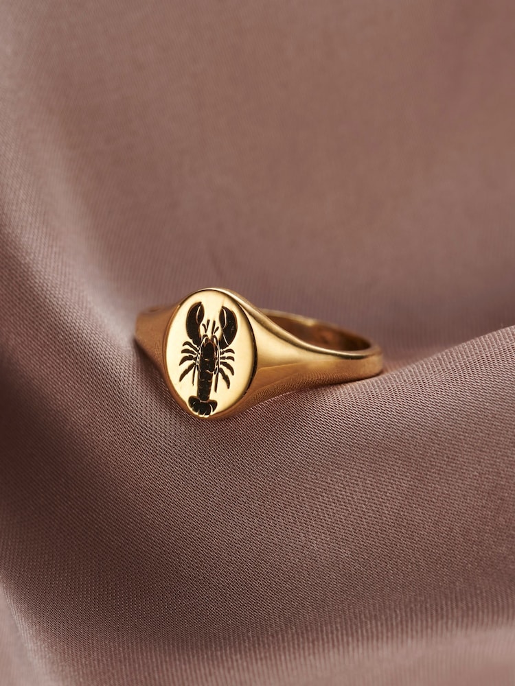 Personalised  Posh Totty Designs Gold Tone Lobster Signet Ring - Image 1 of 3