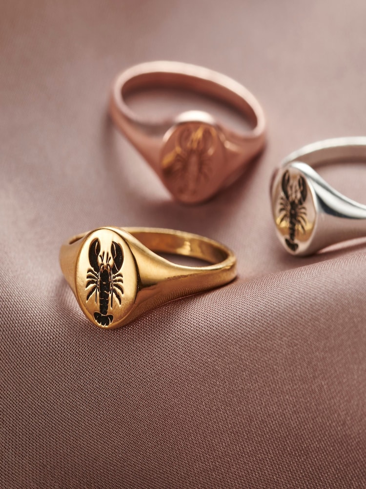 Personalised  Posh Totty Designs Gold Tone Lobster Signet Ring - Image 2 of 3