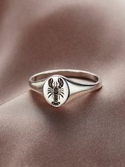 Personalised Posh Totty Designs Silver Tone Lobster Signet Ring - Image 1 of 3