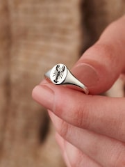 Personalised Posh Totty Designs Silver Tone Lobster Signet Ring - Image 3 of 3