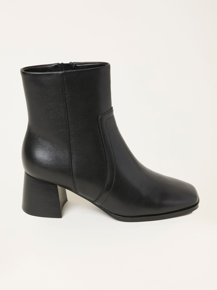 FatFace Black Flared Heel Leather Boot - Image 1 of 3
