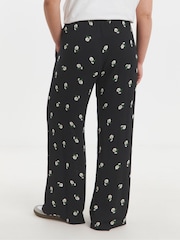 Simply Be Black Floral Crinkle Wide Leg Trousers - Image 2 of 4