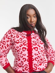Simply Be Pink Leopard Print Boxy Cardigan - Image 2 of 4