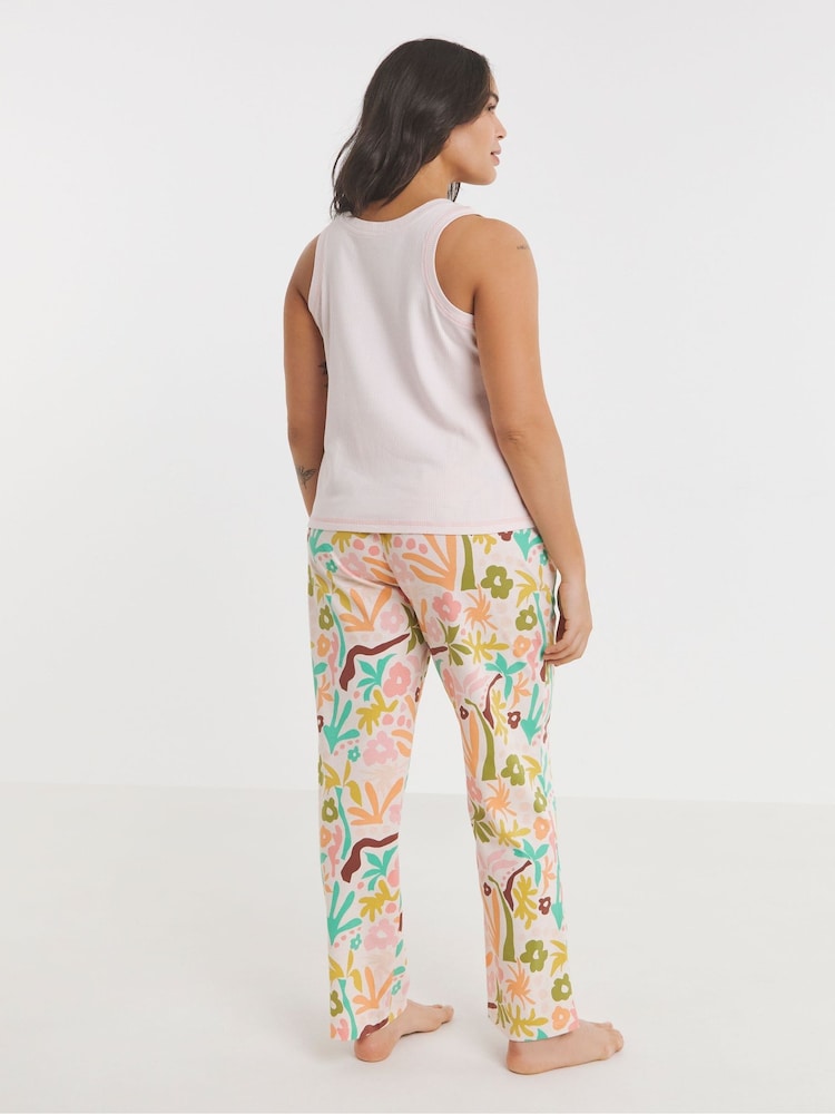 Simply Be Pink Ribbed Vest Pyjamas Set 2 Pack - Image 3 of 5