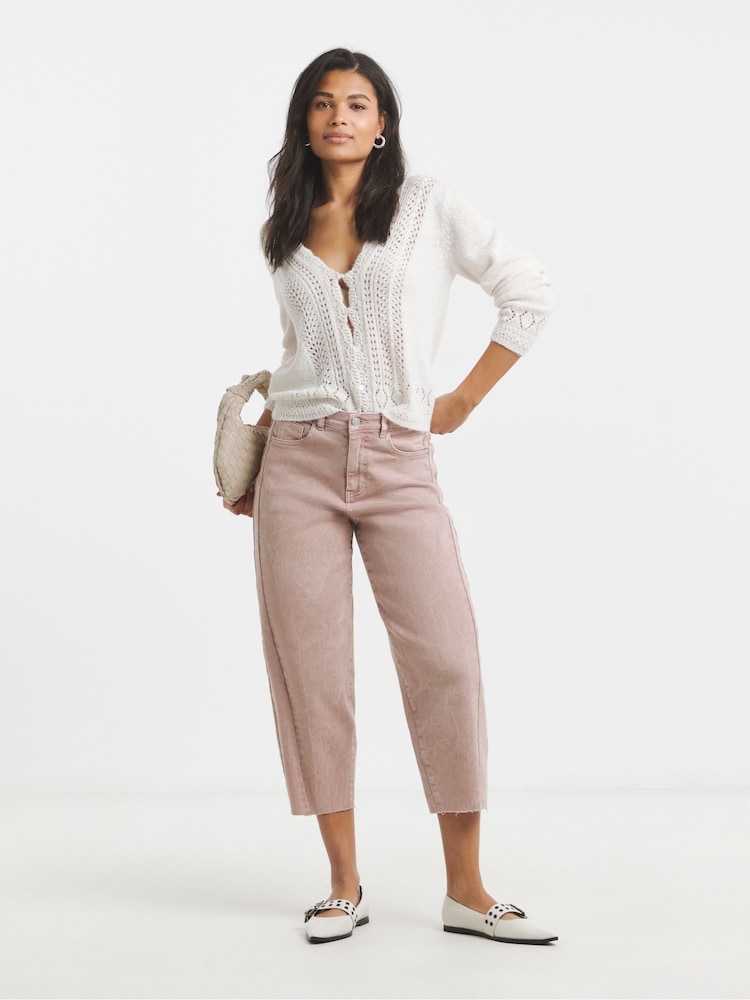 Simply Be Pink Cropped Barrel Jeans - Image 1 of 5