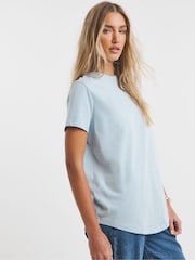 Simply Be Blue/Cream Blue/Cream 2 Pack Curved Hem Longline 100% Cotton T-Shirts - Image 3 of 5