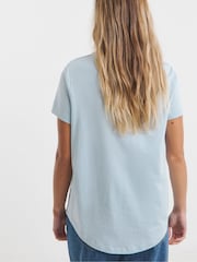 Simply Be Blue/Cream Blue/Cream 2 Pack Curved Hem Longline 100% Cotton T-Shirts - Image 4 of 5