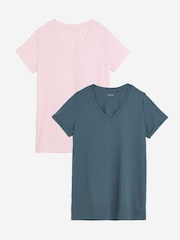 Simply Be Grey Longline V-Neck 100% Cotton T-Shirts 2 Pack - Image 1 of 4