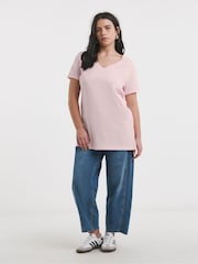 Simply Be Grey Longline V-Neck 100% Cotton T-Shirts 2 Pack - Image 3 of 4