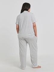 Simply Be Mono Stripe Pretty Secrets Pyjama Set - صورة 2 من 4
