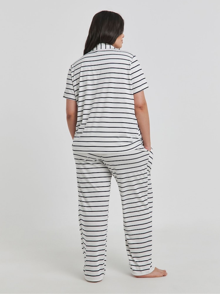 Simply Be Mono Stripe Pretty Secrets Pyjama Set - صورة 2 من 4
