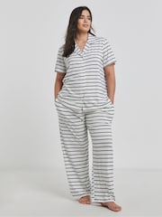 Simply Be Mono Stripe Pretty Secrets Pyjama Set - صورة 4 من 4