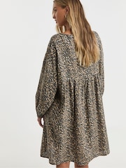 Simply Be Leopard Print Linen Smock Dress - Image 2 of 4