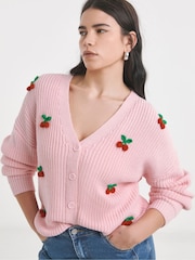 Simply Be Pink 3D Cherry Cardigan - Image 1 of 4