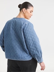 Simply Be Quilted Tie Front Denim Jacket - Image 2 of 4