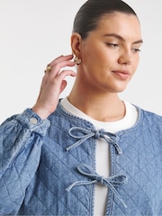 Simply Be Quilted Tie Front Denim Jacket - Image 3 of 4