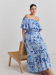 Simply Be Blue Beach to Beach Bardot Swimdress - Image 3 of 4