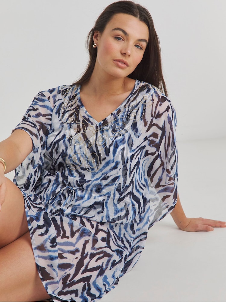 Simply Be Beach to Beach Embellished Kaftan - Imagen 1 de 4