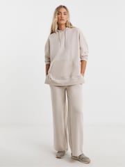 Simply Be White Reverse Loopback Detail Hoodie - Image 1 of 4