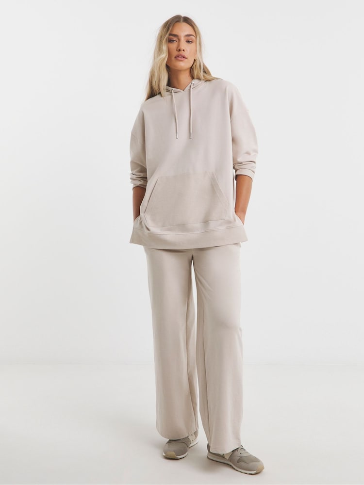 Simply Be White Reverse Loopback Detail Hoodie - Image 1 of 4