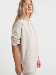 Simply Be White Reverse Loopback Detail Hoodie - Image 2 of 4