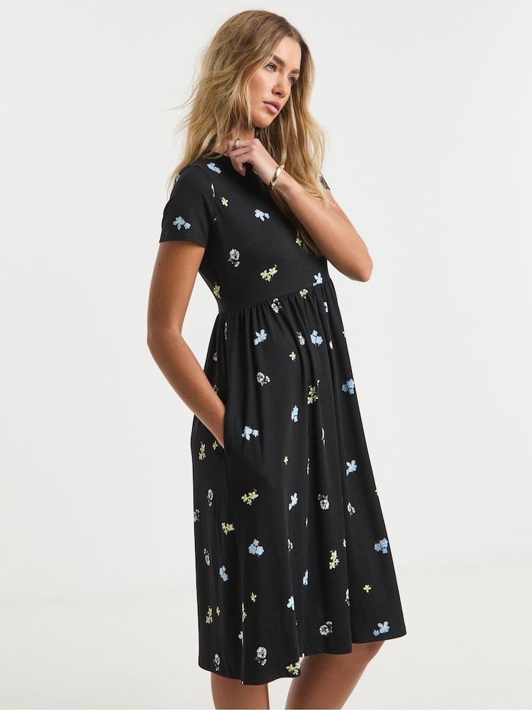 Simply Be Black Supersoft Pocket Midi Dress - Image 1 of 4 Simply Be Black Supersoft Pocket Midi Dress - Image 1 of 4