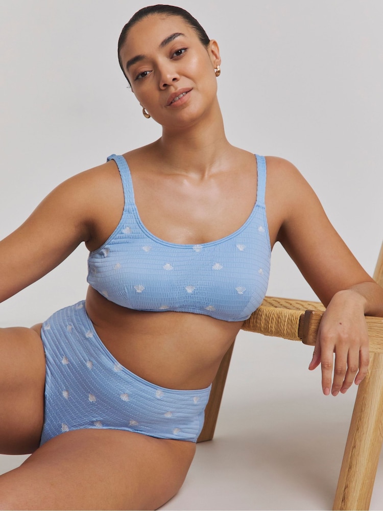 Simply Be Blue Shell Embroidered Bikini Set - Image 1 of 4 Simply Be Blue Shell Embroidered Bikini Set - Image 1 of 4