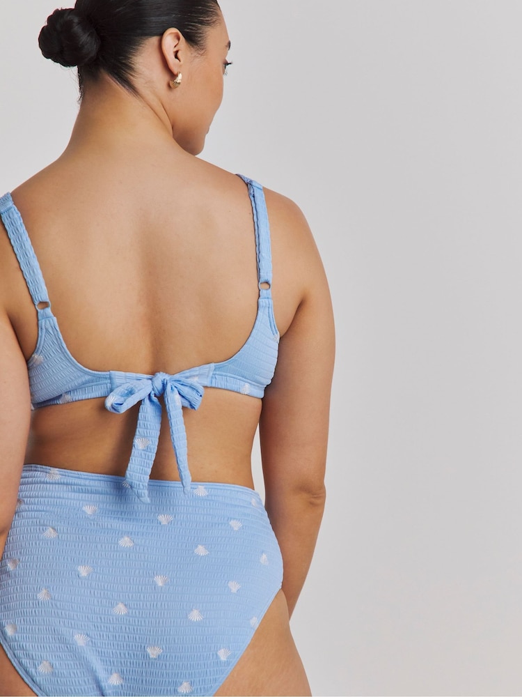 Simply Be Blue Shell Embroidered Bikini Set - Image 2 of 4 Simply Be Blue Shell Embroidered Bikini Set - Image 2 of 4