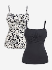 Simply Be Black Magisculpt Bandeau Tankini Tops 2 Pack - Image 1 of 5