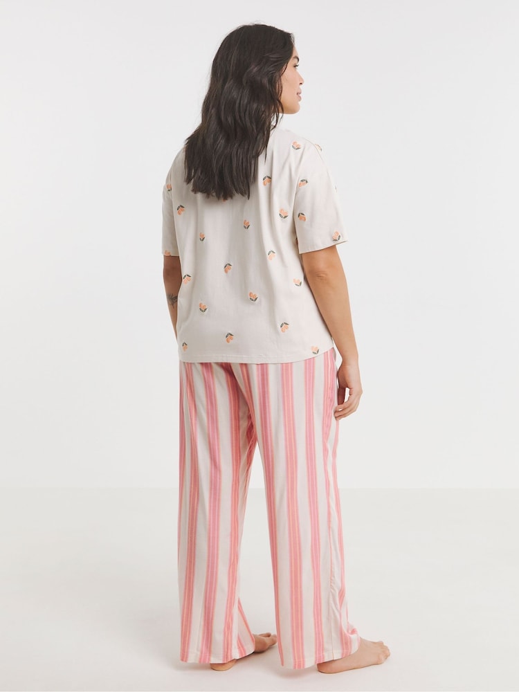 Simply Be Red Stripe Print Pyjamas Set - Image 2 of 4