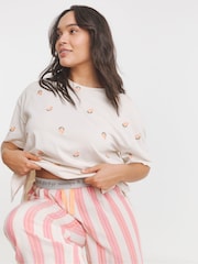 Simply Be Red Stripe Print Pyjamas Set - Image 4 of 4