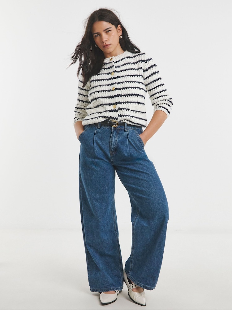 Simply Be Black Stripe Boxy Contrast Cardigan - Image 2 of 4 Simply Be Black Stripe Boxy Contrast Cardigan - Image 2 of 4