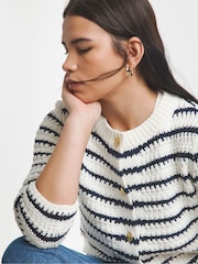 Simply Be Black Stripe Boxy Contrast Cardigan - Image 4 of 4