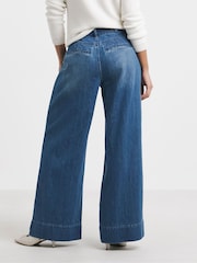 Simply Be Blue Drape Wide Leg Jeans - Image 3 of 4