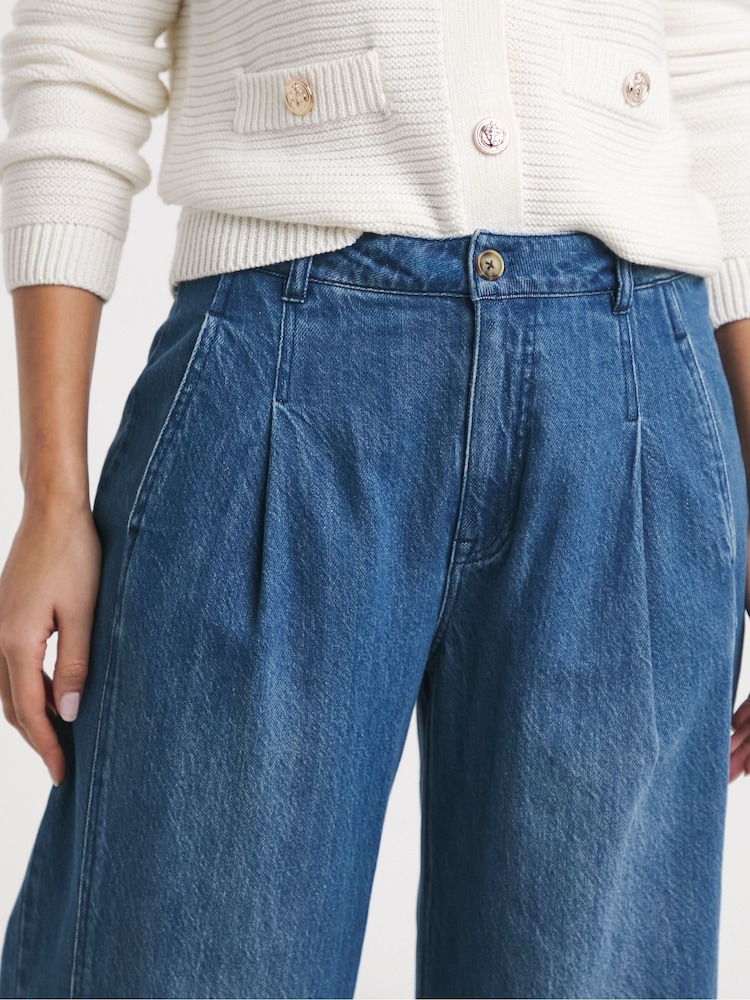 Simply Be Blue Drape Wide Leg Jeans - Image 4 of 4