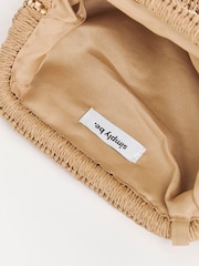 Simply Be Brown Raffia Star Studded Clutch Bag - Image 3 of 4
