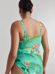 Simply Be Green Jungle Print Magisculpt Bandeau Swimsuit - Image 2 of 4