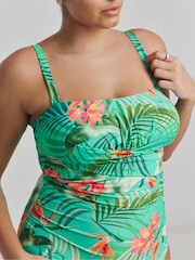 Simply Be Green Jungle Print Magisculpt Bandeau Swimsuit - Image 4 of 4