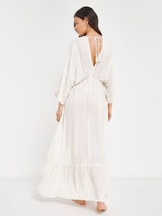 Simply Be Cream Beach to Beach Lurex Maxi Beach Kaftan - Image 2 of 5
