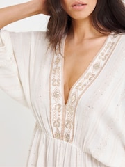 Simply Be Cream Beach to Beach Lurex Maxi Beach Kaftan - Image 5 of 5