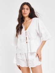 Simply Be Palm Print Palm Print Broderie Beach Co-Ord - Image 1 of 4