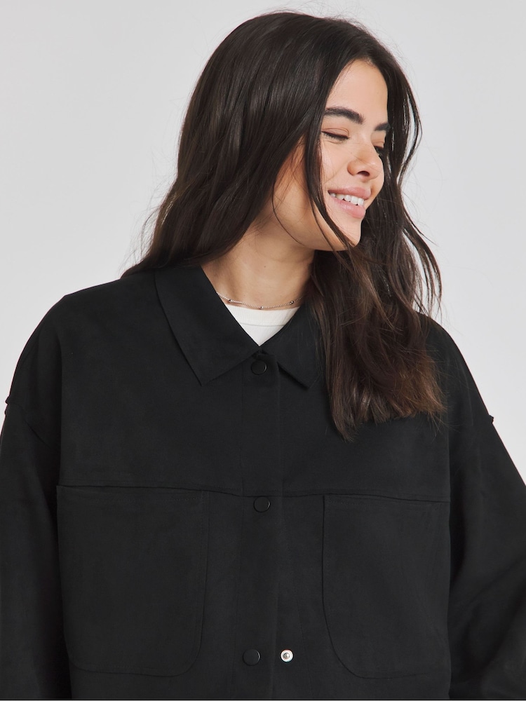 Simply Be Black Suedette Cropped Jacket - Image 4 of 4