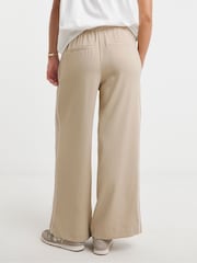 Simply Be Natural Contrast Waist Side Stripe Wide Leg Trousers - Image 2 of 4
