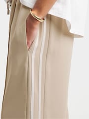 Simply Be Natural Contrast Waist Side Stripe Wide Leg Trousers - Image 3 of 4