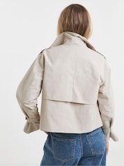 Simply Be Cream Cropped Trench Coat - Image 2 of 4