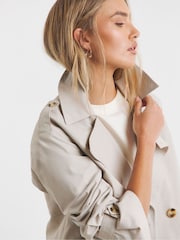 Simply Be Cream Cropped Trench Coat - Image 4 of 4