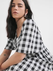 Simply Be Black Gingham Button Up Midi Dress - Image 4 of 4