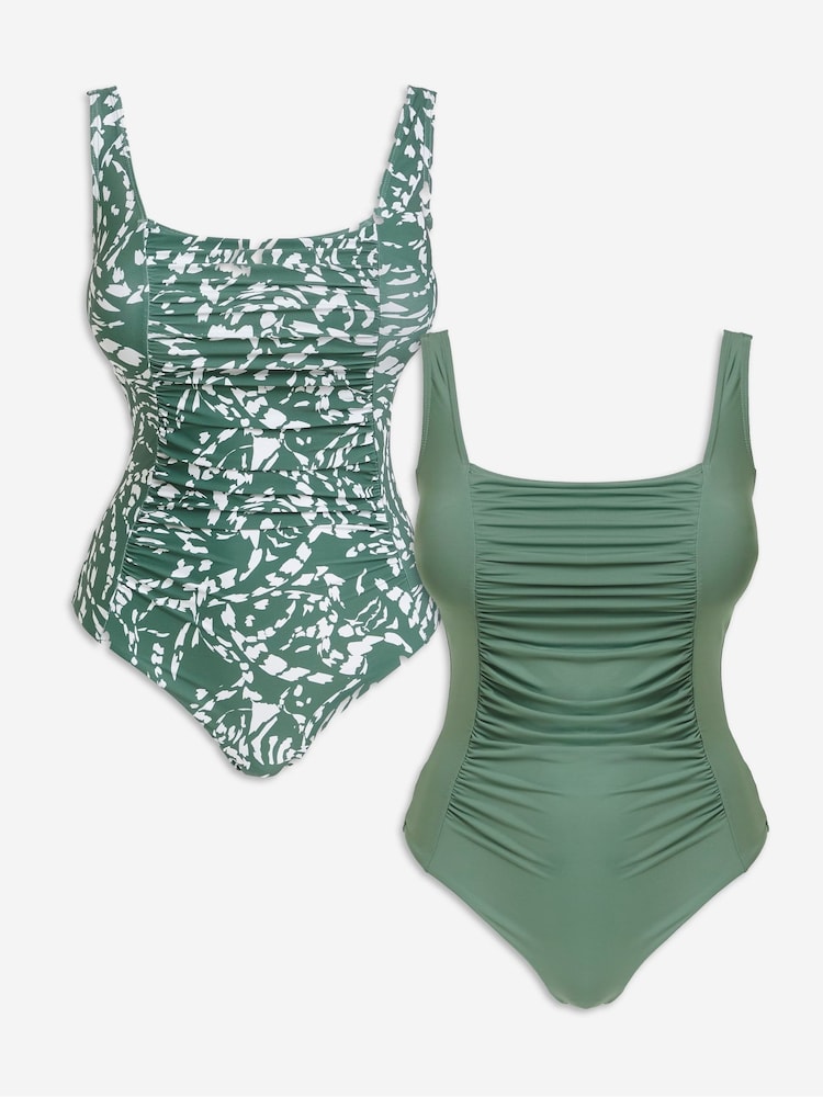 Simply Be Green Magisculpt Swimsuits 2 Pack - Image 1 of 5