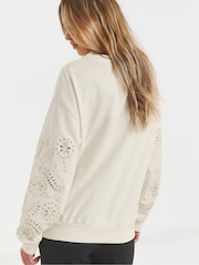 Simply Be Cream Cut Work Sleeve Sweatshirt - Image 2 of 4